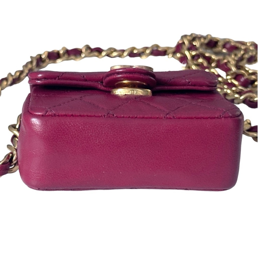 CHANEL Vintage Micro Pink Quilted Lambskin Half Flap Bag RARE - Picture 7 of 14